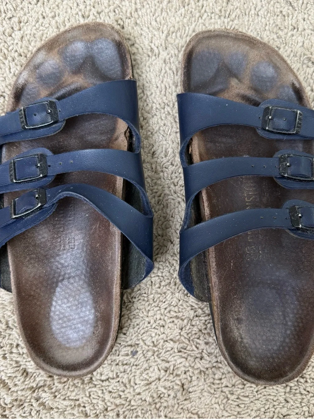 Birkenstock Navy Blue Triple-Strap Sandals